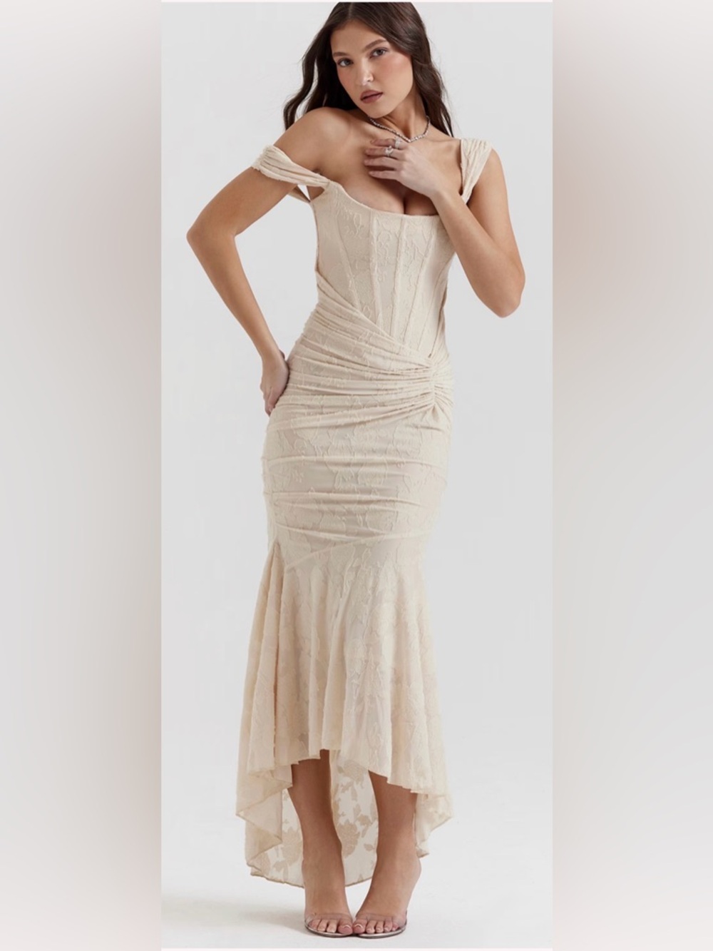 House of CB Cream Lace Detail Dress